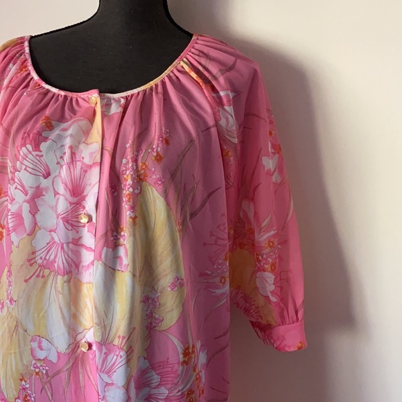 Vintage pink floral house coat - Picture 5 of 8